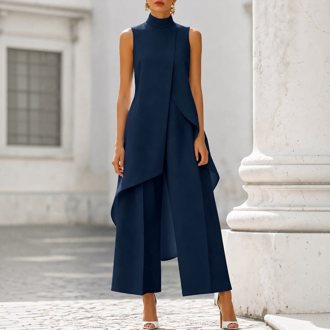 Saskia™ | Elegante mouwloze jurk met cape-detail