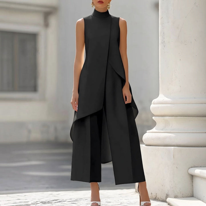 Saskia™ | Elegante mouwloze jurk met cape-detail