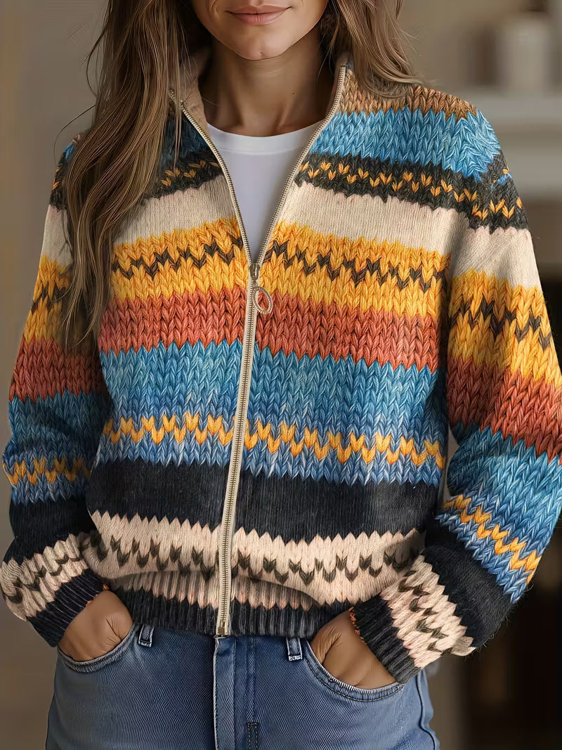 Marianne™ | Vest met veelkleurige zigzagstrepen