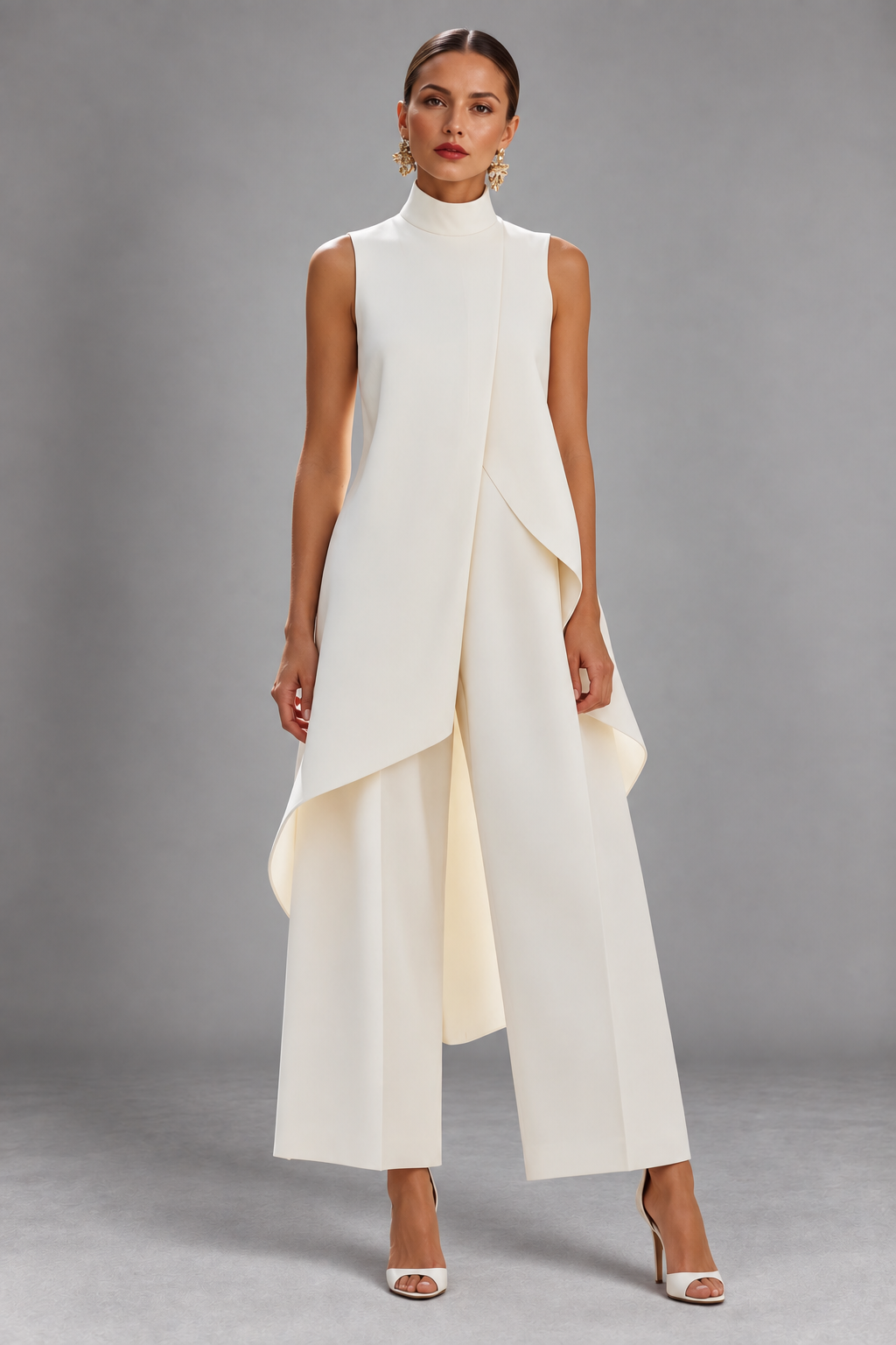 Saskia™ | Elegante mouwloze jurk met cape-detail