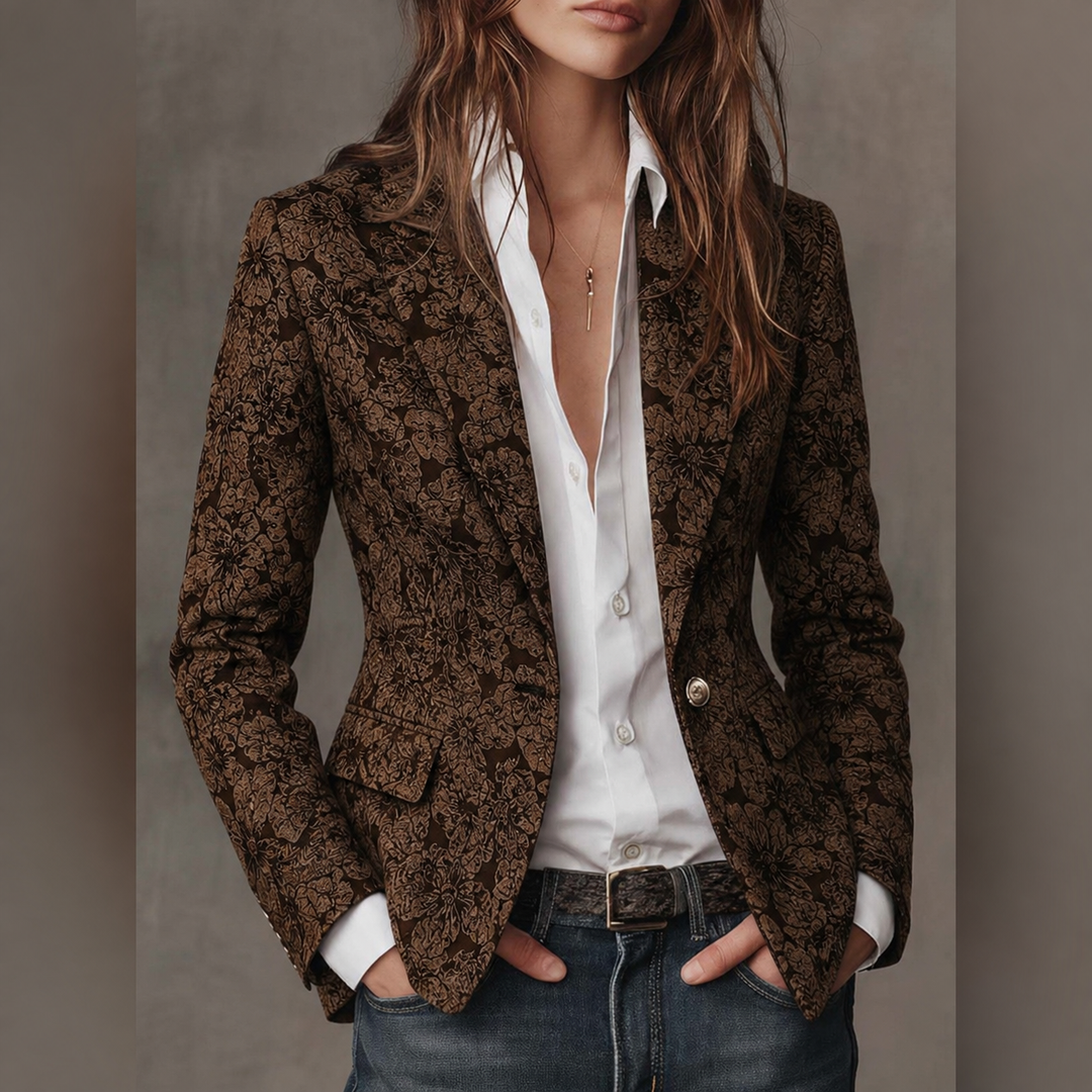 Esther™ | Jacquard blazer met bloemenmotief