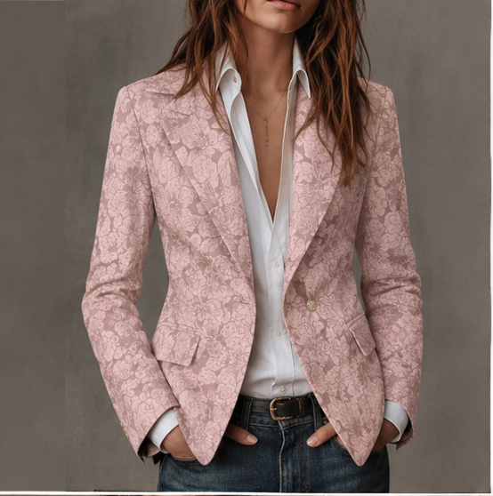 Esther™ | Jacquard blazer met bloemenmotief