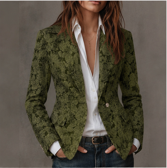 Esther™ | Jacquard blazer met bloemenmotief