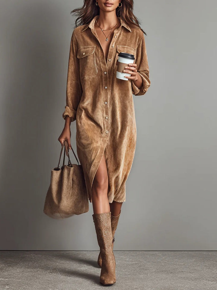 Mieke™ | Midi-jurk van corduroy
