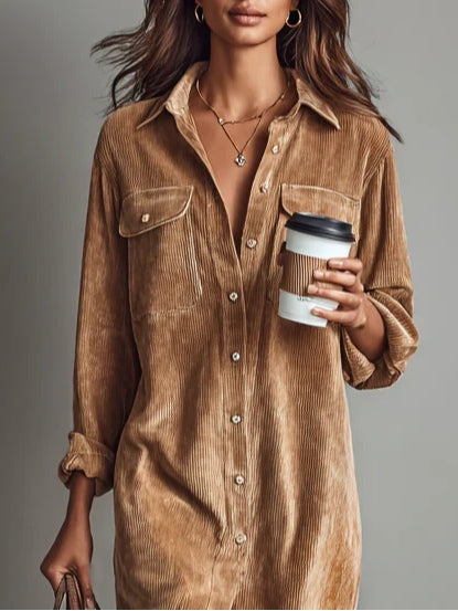 Mieke™ | Midi-jurk van corduroy