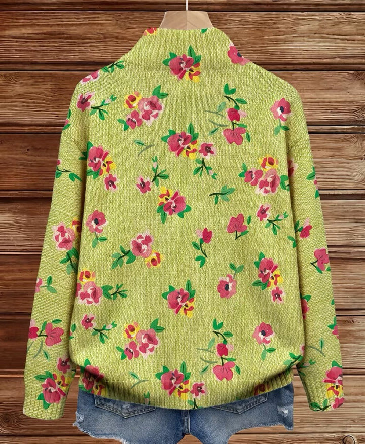 Sjaan™ | Vest met roze bloemen op limoengroen