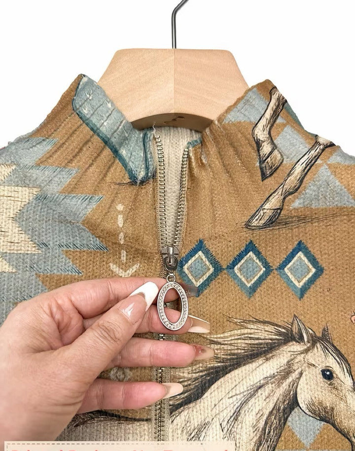 Karin™ | Vest met paarden- en cactusprint